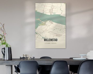 Vintage landkaart van Willemstad (Noord-Brabant) van MijnStadsPoster