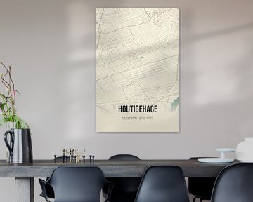 Vintage landkaart van Houtigehage (Fryslan) van MijnStadsPoster