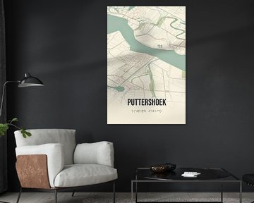 Vintage landkaart van Puttershoek (Zuid-Holland) van Rezona