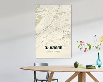 Vintage map of Schagerbrug (North Holland) by Rezona