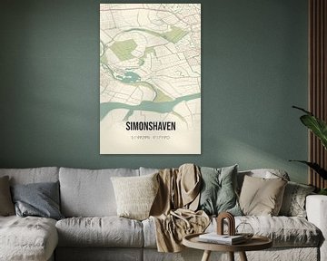 Vintage landkaart van Simonshaven (Zuid-Holland) van Rezona