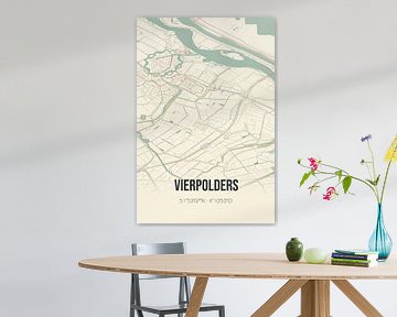 Vintage landkaart van Vierpolders (Zuid-Holland) van MijnStadsPoster