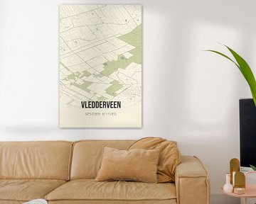 Vintage landkaart van Vledderveen (Drenthe) van Rezona