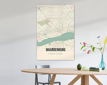 Vintage landkaart van Waardenburg (Gelderland) van MijnStadsPoster