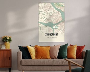 Vieille carte de Zwijndrecht (Hollande-Méridionale) sur Rezona