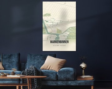 Vintage map of Markenbinnen (North Holland) by Rezona