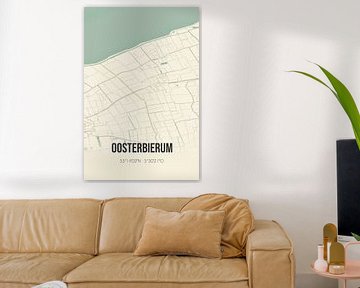 Vintage landkaart van Oosterbierum (Fryslan) van MijnStadsPoster