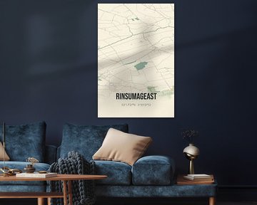 Vintage landkaart van Rinsumageast (Fryslan) van Rezona