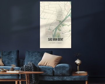 Vieille carte de Sas van Gent (Zélande) sur Rezona