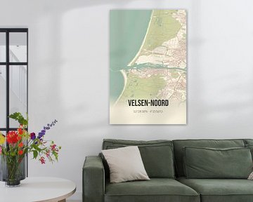 Vintage landkaart van Velsen-Noord (Noord-Holland) van MijnStadsPoster