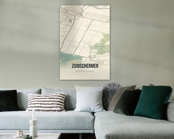 Vintage map of Zuidschermer (North Holland) by Rezona