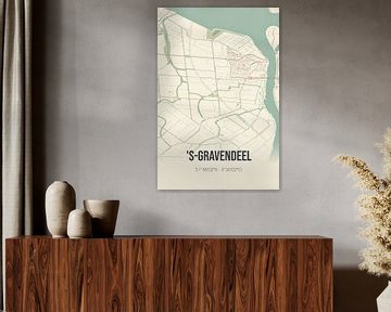 Vintage map of 's-Gravendeel (South Holland) by Rezona