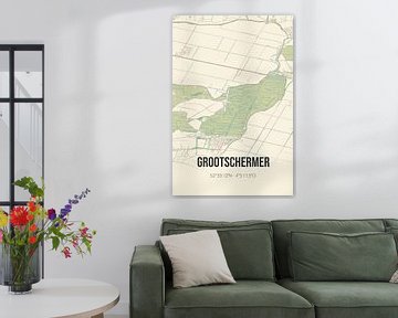 Vintage landkaart van Grootschermer (Noord-Holland) van Rezona