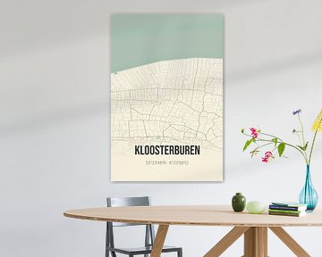 Vintage landkaart van Kloosterburen (Groningen) van Rezona