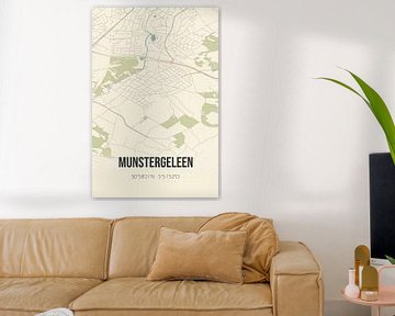 Vintage landkaart van Munstergeleen (Limburg) van MijnStadsPoster
