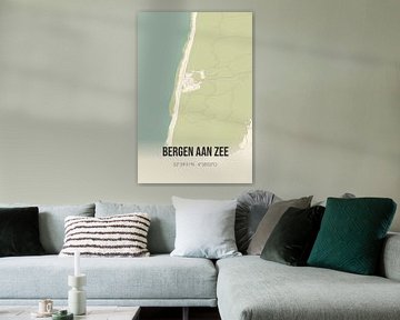 Vintage landkaart van Bergen aan Zee (Noord-Holland) van Rezona