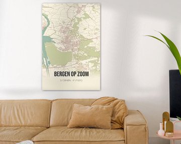 Vieille carte de Bergen op Zoom (Brabant du Nord) sur Rezona