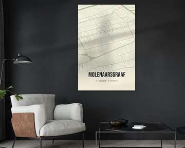 Vintage landkaart van Molenaarsgraaf (Zuid-Holland) van MijnStadsPoster