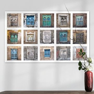 Collage de vieilles fenêtres à Oman.
