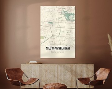 Vintage landkaart van Nieuw-Amsterdam (Drenthe) van MijnStadsPoster