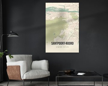 Vintage landkaart van Santpoort-Noord (Noord-Holland) van MijnStadsPoster