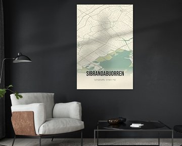 Vintage landkaart van Sibrandabuorren (Fryslan) van MijnStadsPoster