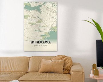 Vintage landkaart van Sint Nicolaasga (Fryslan) van Rezona