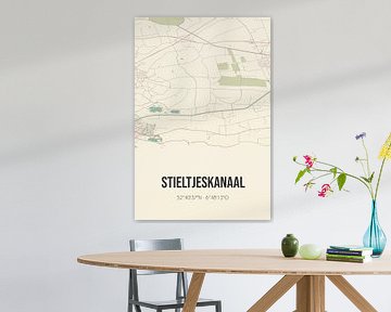 Vintage landkaart van Stieltjeskanaal (Drenthe) van Rezona
