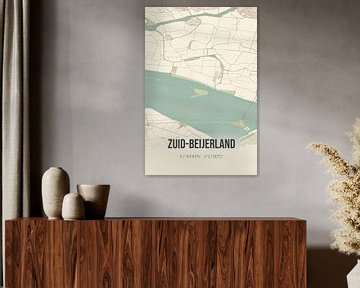 Vintage landkaart van Zuid-Beijerland (Zuid-Holland) van MijnStadsPoster