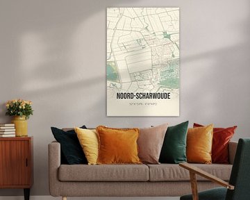 Vintage landkaart van Noord-Scharwoude (Noord-Holland) van Rezona