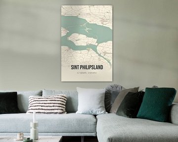 Vintage landkaart van Sint Philipsland (Zeeland) van Rezona