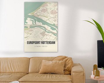 Vieille carte d'Europoort Rotterdam (Hollande méridionale) sur Rezona