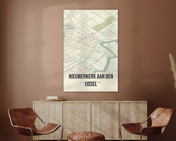 Vintage landkaart van Nieuwerkerk aan den IJssel (Zuid-Holland) van MijnStadsPoster