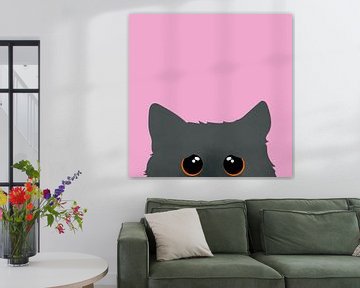Naughty cat gray pink by Bianca van Dijk