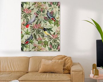 Parrot in tropical paradise by Floral Abstractions