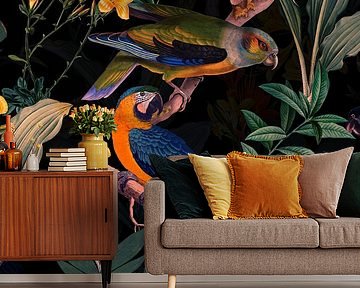 Bunte Papagein Im Mitternachts Jungle von Floral Abstractions