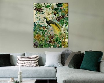 Paradijsvogel in de tropische jungle van Floral Abstractions