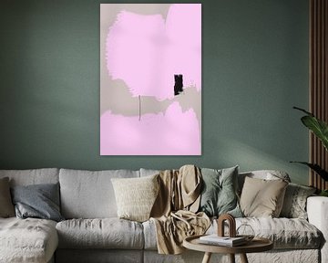 Abstract painting, pink with a black touch by Carla Van Iersel