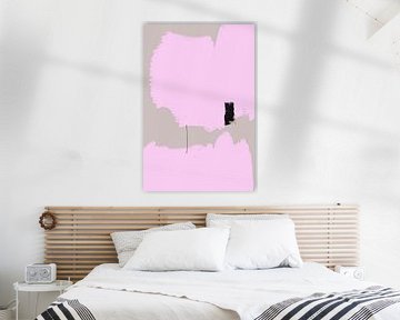 Abstract schilderij, roze met een zwarte toets van Carla Van Iersel