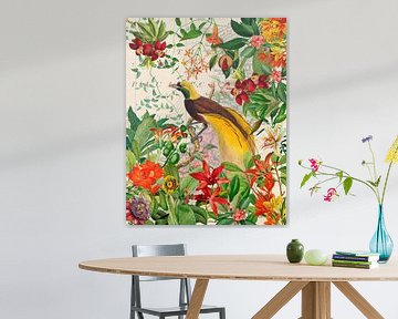 Oiseau de paradis dans la jungle exotique sur Floral Abstractions