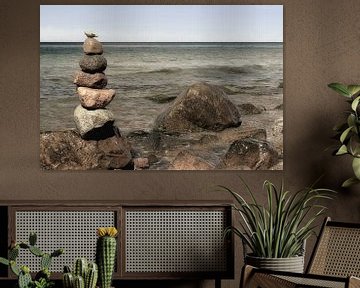 Stone stack by the sea