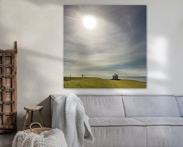 La maison de gabarit au bord de l'IJsselmeer, près de Hindeloopen, sous le soleil d'automne. sur Harrie Muis