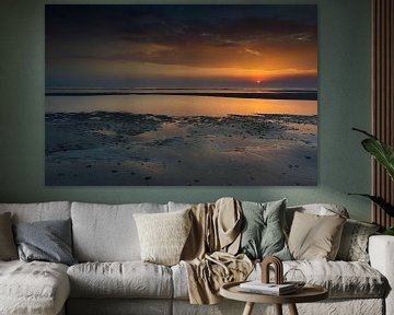 Sunset on the beach of Hollum van Petra Vastenburg