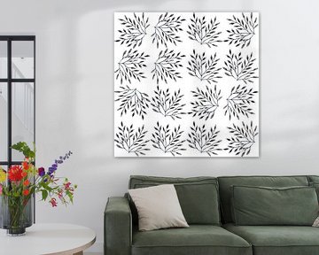 Illustration botanique de feuilles en aquarelle gris chaud sur Dina Dankers