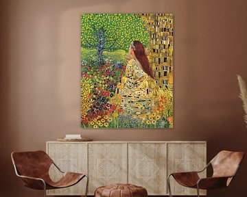 Redheaded Lady & Apple Tree (á la Klimt) van Karen Nijst