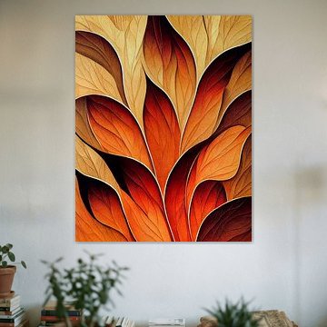 Abstraktes Blatt in Herbstfarben von Bert Nijholt