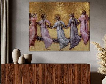 Giovanni di Paolo, Fünf tanzende Engel am Fuße eines Throns - 1436