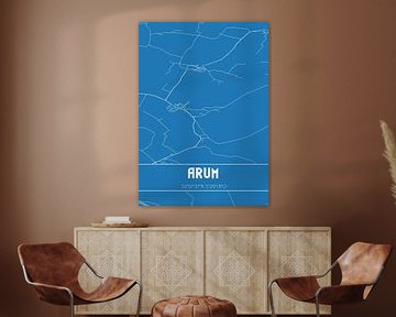 Blauwdruk | Landkaart | Arum (Fryslan) van Stad & Wand