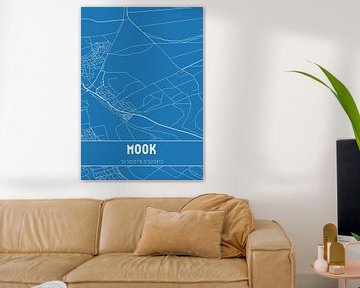 Blauwdruk | Landkaart | Mook (Limburg) van MijnStadsPoster
