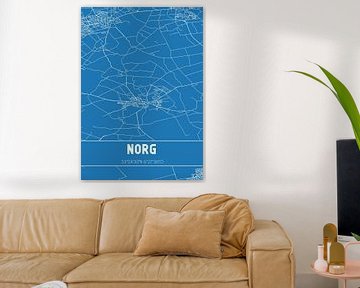 Blauwdruk | Landkaart | Norg (Drenthe) van MijnStadsPoster